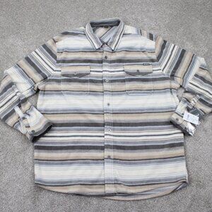 Eddie Bauer Chutes Shirt Jacket NWT Men XL Ivory Striped L/S Button Shacket Coat